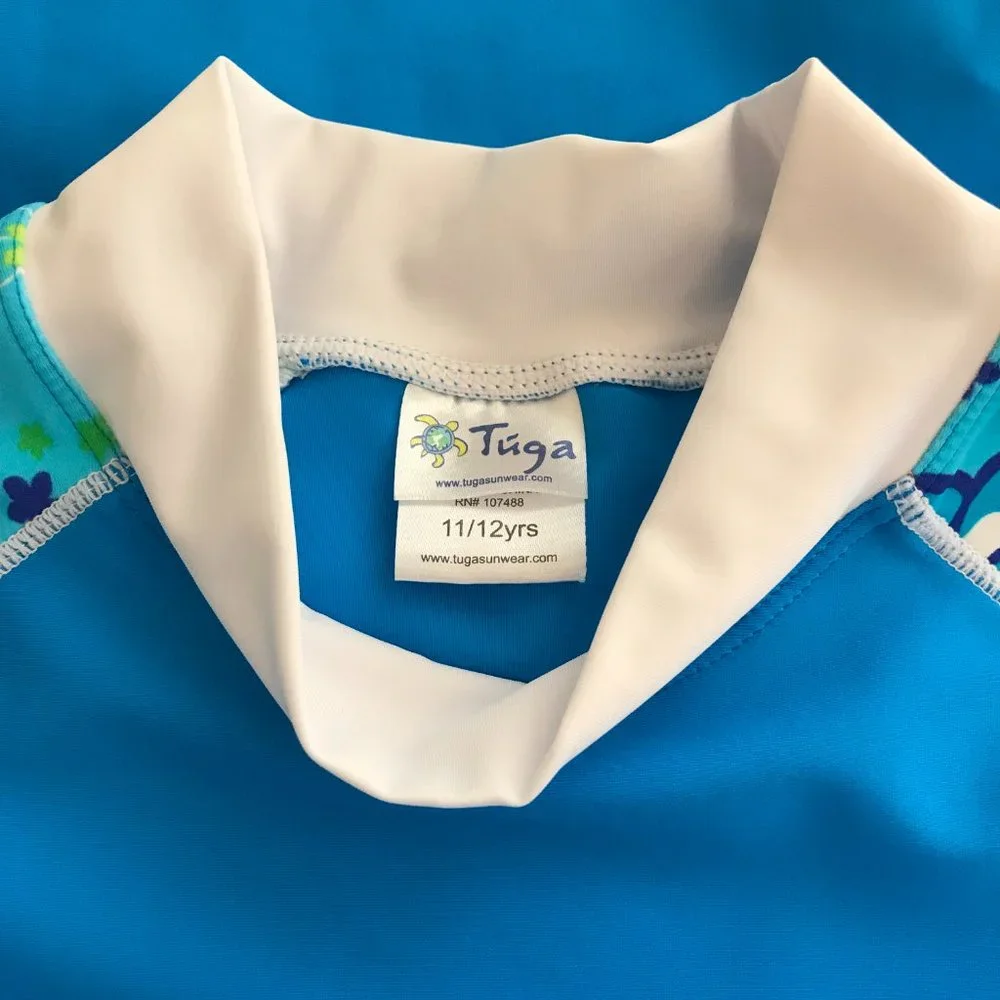 Tuga Kids Rash Guard Swim Top | Turquoise | 11/12